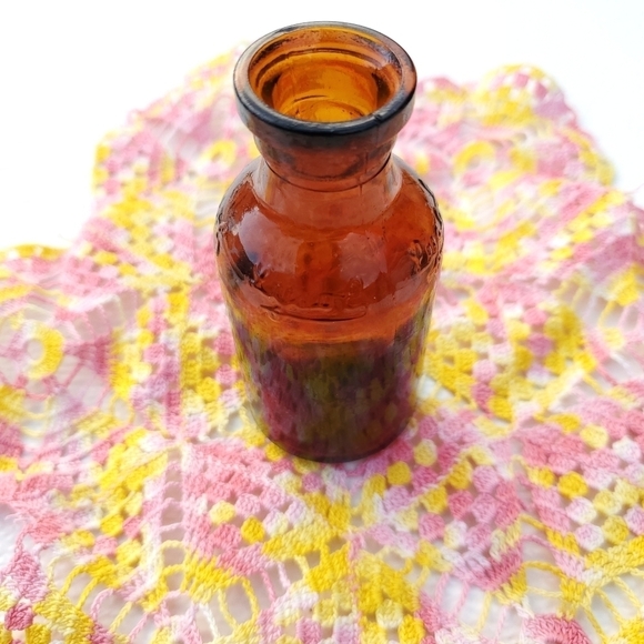 Old Lysol Glass Bottle Amber Brown 4 Inches Tall - Picture 2 of 8